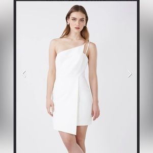 BCBGMAXAZRIA ONE SHOULDER WHITE MINI DRESS size 10